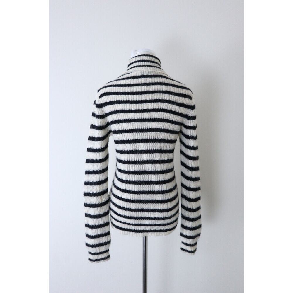 IRO Size S Seely Alpaca Wool Knit Turtle Neck Sweater Black White Stripes - Picture 9 of 15